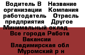 Водитель В › Название организации ­ Компания-работодатель › Отрасль предприятия ­ Другое › Минимальный оклад ­ 1 - Все города Работа » Вакансии   . Владимирская обл.,Муромский р-н